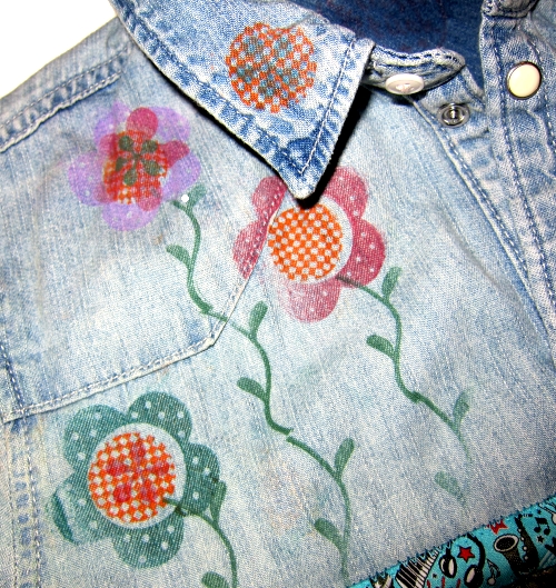 Stempelkunst, farbenmix peppauf Blumen stempeln, Stoff bestempeln