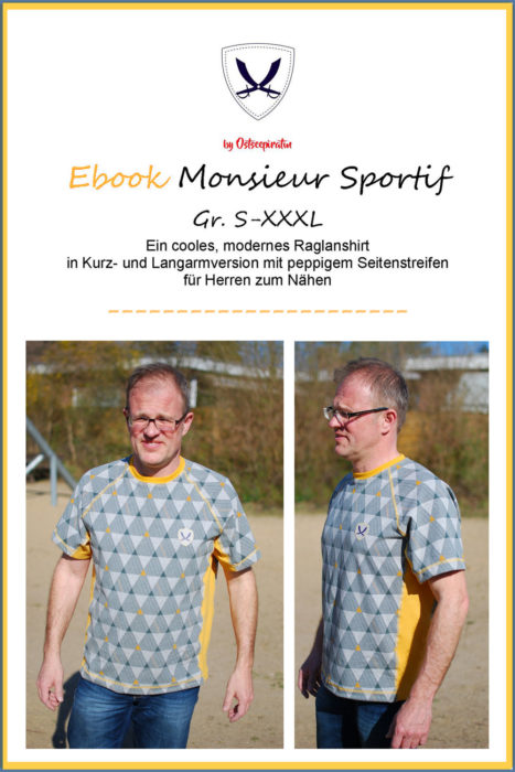 Ebook Ostseepiratin - Monsieur Sportif - Raglanshirt mit Seitenstreifen - Kurz und Langarmshirt für Jungs und Männer selber nähen 