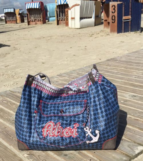 Tasche Pernille Design Glitzerblume - Näh dir einfach und schnell eine große tolle Strandtasche mit dem Ebook oder Papierschnittmuster Pernille von farbenmix