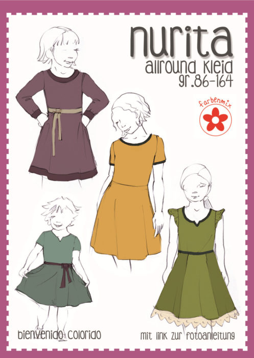 Papierschnittmuster Nuria und Nurita - das Jerseykleid mit verschiedenen Ärmelvarianten und Ausschnitten