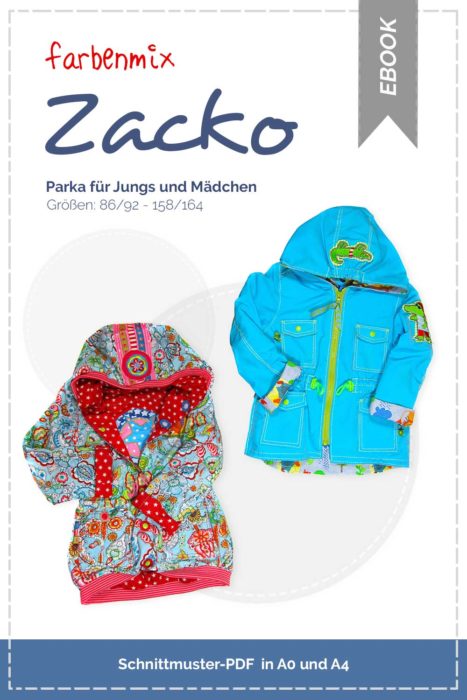 Parka für Kinder ZACKO jetzt neu als Ebook bei farbenmix. Jacke nähen für Kinder mit dem Ebook Schnittmuster 