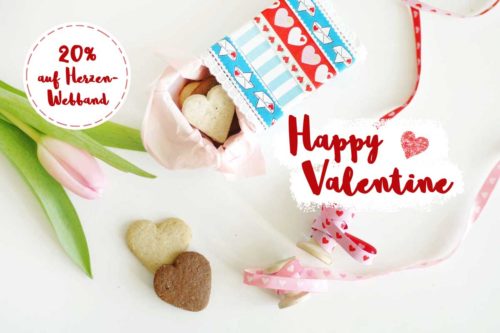 Webbänder mit Herzen - Valentinstag Geschenke verpacken mit Webbänder Bändern von farbenmix 