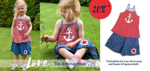 Sommerkombi für Kinder nähen - Top und Hosenrock  von farbenmix Schnittmuster Lore