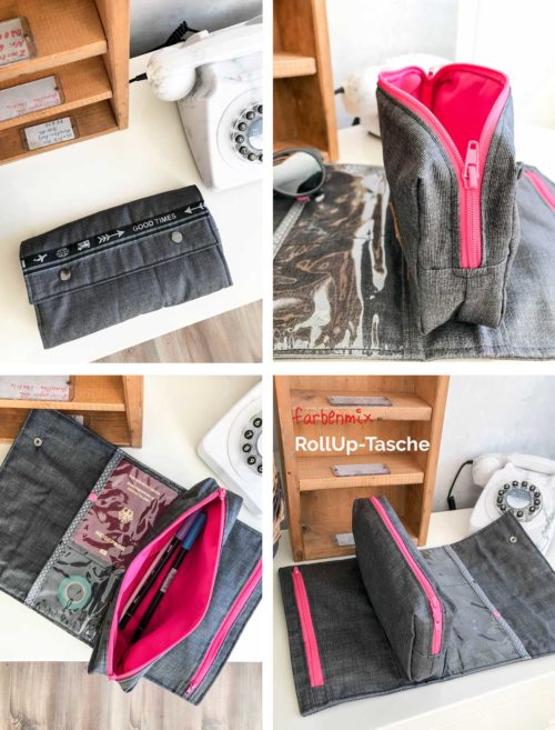 RollUp Tasche aus der Taschenspieler 4 Serie von farbenmix Taschen Ebook - Reiseutensilo nähen - Leporello 