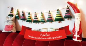 Weihnachtswimpelkette aus Tannenbäumchen nähen Freebie Freebook