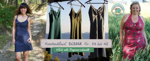 Damenjersey Kleid mit Knoten nähen- jetzt mit Elena design bienvenido colorido